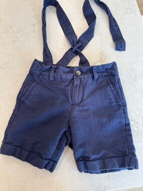 Janie and Jack Special Occassion Navy Shorts with Adjustable Suspenders 4T